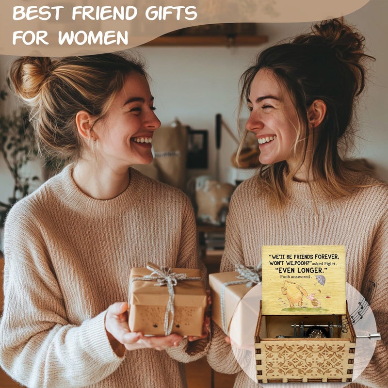 Litenx Soul Sister Wood Music Box Gifts for Women, Bset Friends Friendship BBF Sister Gifts for Christmas Birthday, We'll Be Friends Forever. - Image 5