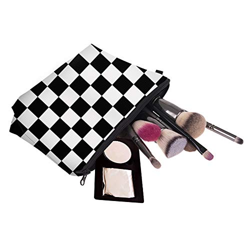 Deanfun Cosmetic Bag for Women, Black White Lattice Waterproof Makeup Bags Roomy Toiletry Pouch Travel Accessories Gifts (51782) - Image 5