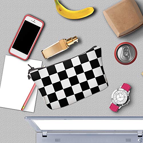 Deanfun Cosmetic Bag for Women, Black White Lattice Waterproof Makeup Bags Roomy Toiletry Pouch Travel Accessories Gifts (51782) - Image 4