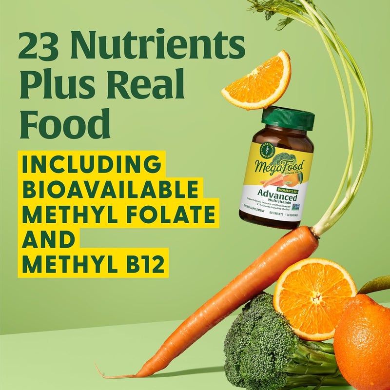 MegaFood Womens 40 Advanced Multivitamin for Women  Dr Formulated  Vitamin B Vitamin D3 Vitamin K2  Choline  Energy Metabolism Brain Health  Bone Health  Vegetarian  60 Tabs 30 servings - Image 4