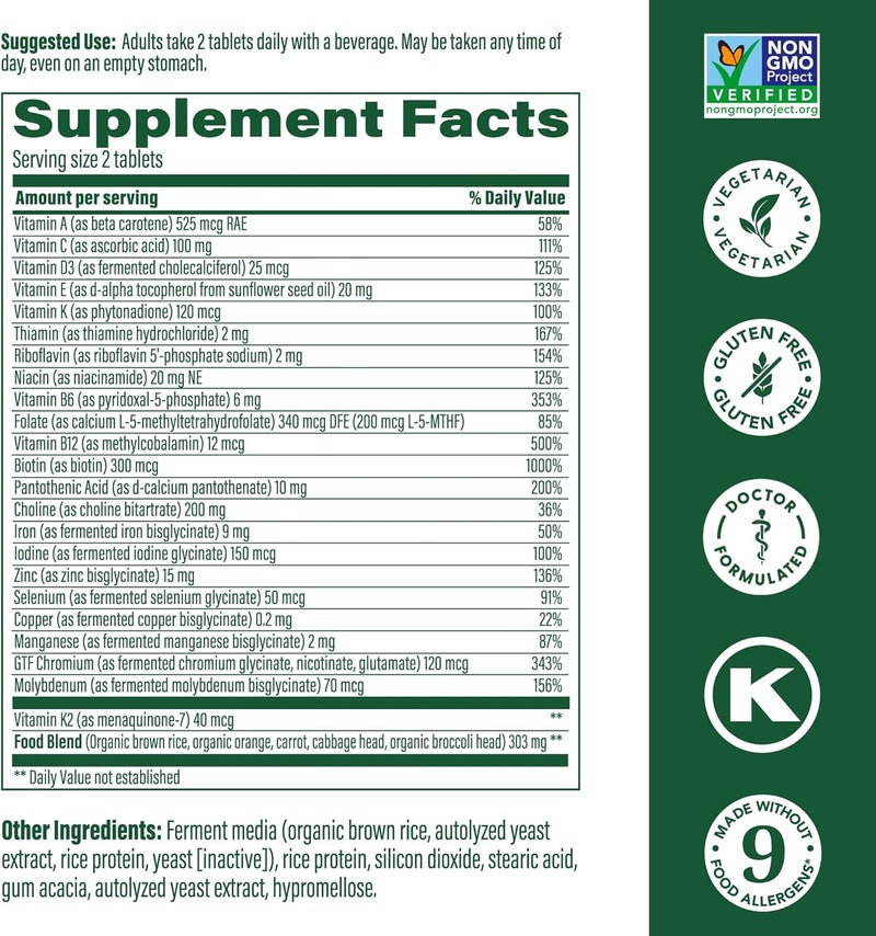 MegaFood Womens 40 Advanced Multivitamin for Women  Dr Formulated  Vitamin B Vitamin D3 Vitamin K2  Choline  Energy Metabolism Brain Health  Bone Health  Vegetarian  60 Tabs 30 servings - Image 2