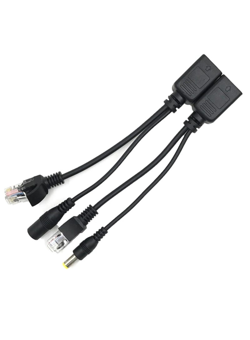 بيعتكلها كابل POE للطاقة السلبية عبر كابل محول إيثرنت POE Splitter RJ45 وحدة إمداد الطاقة عن طريق الحقن 12-48 فولت متوافق مع كاميرا IP CCTV (أسود) - Image 1