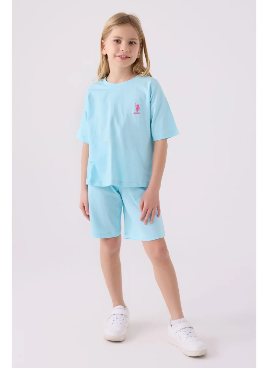 U.S. Polo Assn. Girls Light Blue Bermuda Set