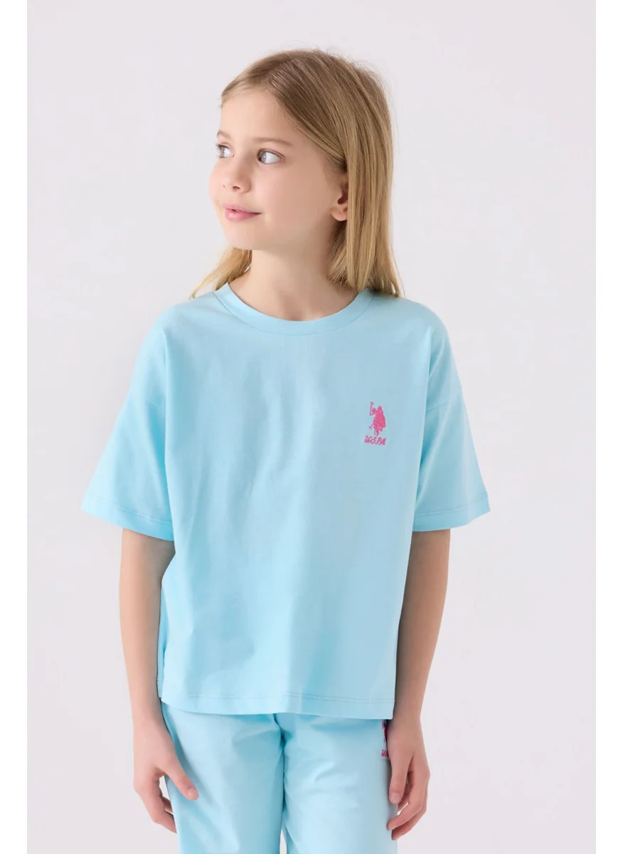 U.S. Polo Assn. Girls Light Blue Bermuda Set
