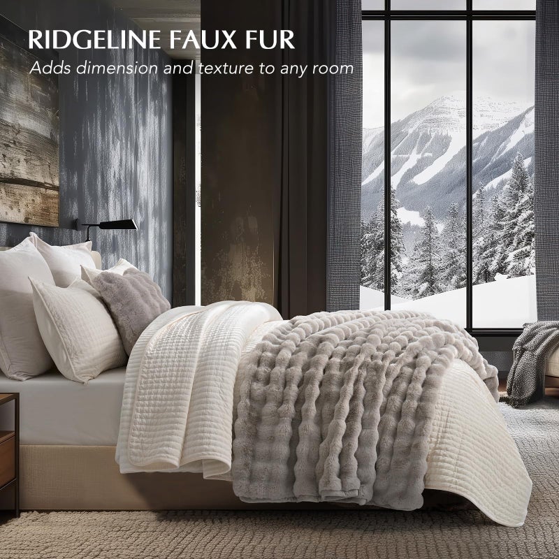 EverGrace Ultra Soft Luxury Fluffy Faux Rabbit Fur Throw Blanket, Thick Warm Bubble Throw for Bed, Cozy Plush Reversible Blankets for Couch, Chair, Sofa, Taupe, 60x80 Inches - Image 2