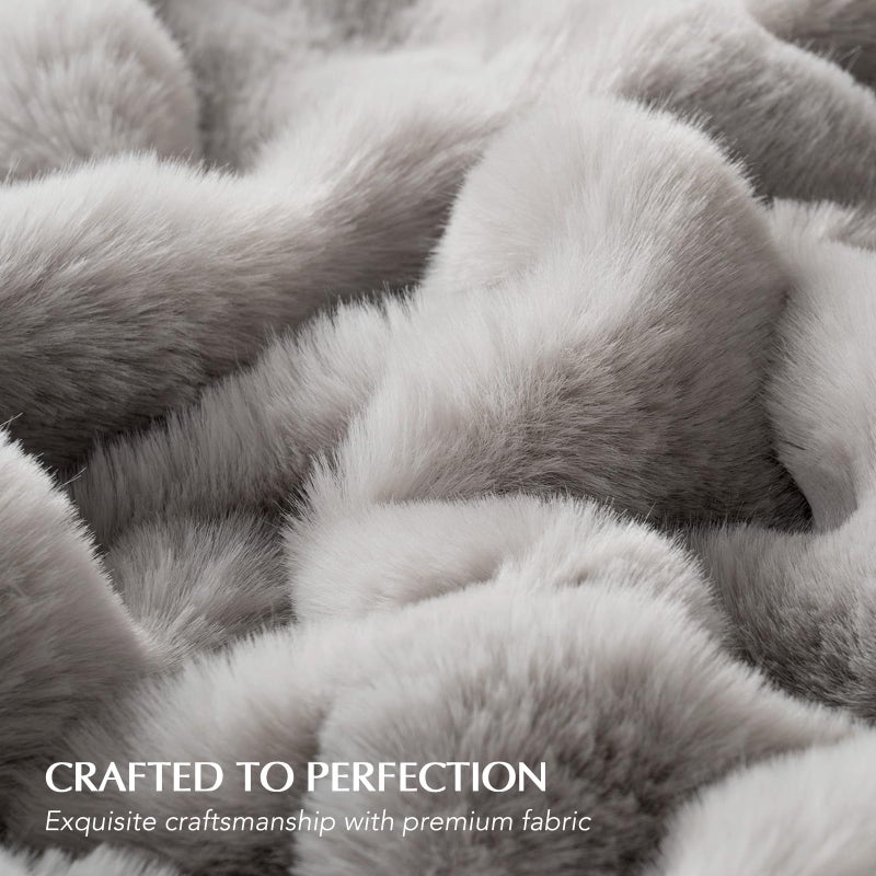 EverGrace Ultra Soft Luxury Fluffy Faux Rabbit Fur Throw Blanket, Thick Warm Bubble Throw for Bed, Cozy Plush Reversible Blankets for Couch, Chair, Sofa, Taupe, 60x80 Inches - Image 4