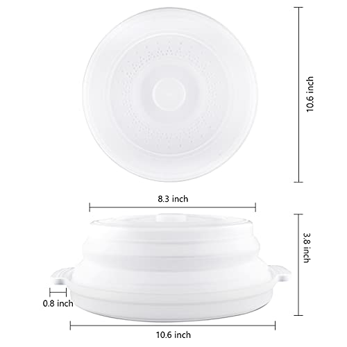 Cohpoh 2Pcs Microwave Splatter Cover with Plate Tray Set Microwave Cover for Food BPA Free 10.6 Inch Lid Microwave Splatter Guard Fit More Plates（Clear） - Image 2