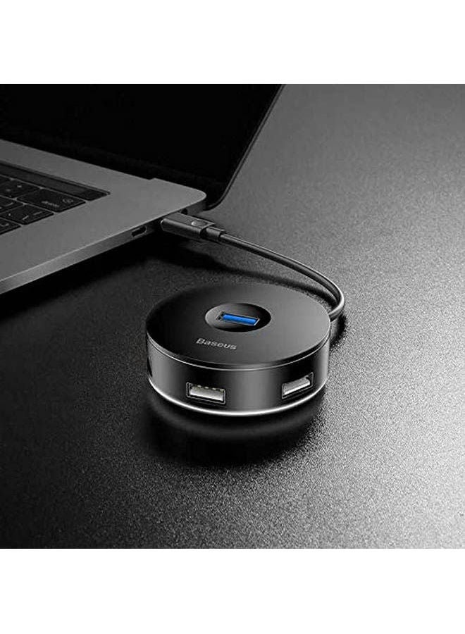 بيسوس علبة محول وموزع مستديرة (منفذ Usb3.0 إلى منفذ Usb3.0 + ثلاثة منافذ Usb2.0) لون أسود. - Image 1