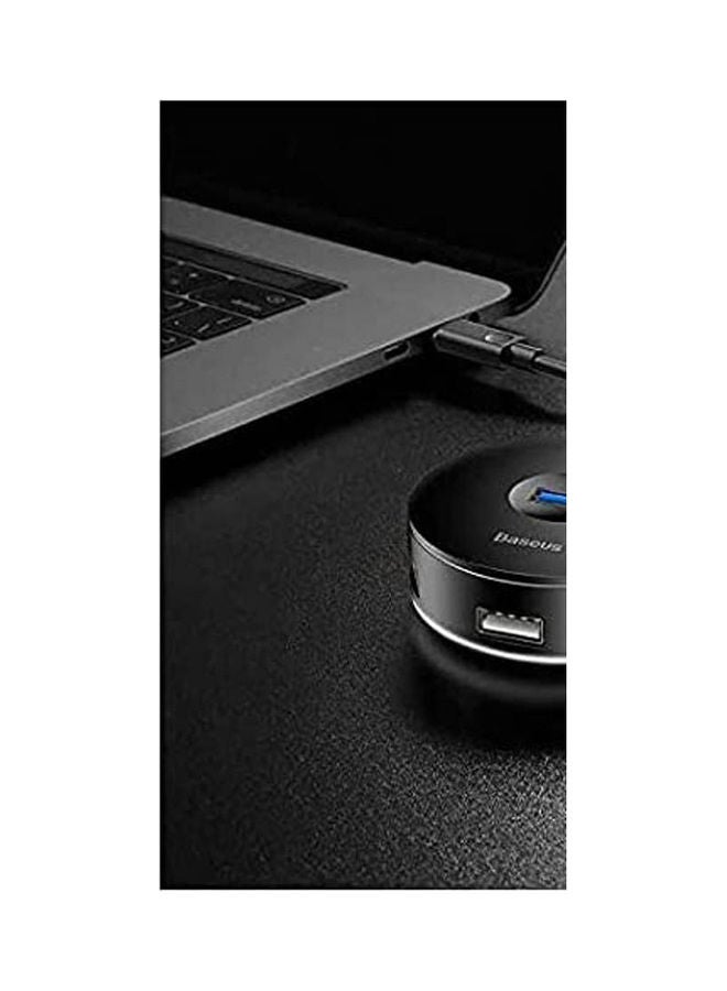 بيسوس علبة محول وموزع مستديرة (منفذ Usb3.0 إلى منفذ Usb3.0 + ثلاثة منافذ Usb2.0) لون أسود. - Image 2