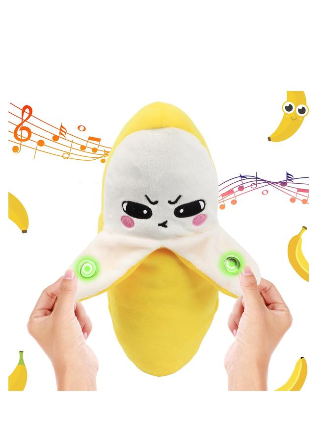 Banana Sound Plush Toy, Induction Beat Piano Fruit Interactive Musical Sensing Rhythm Instrument Multiplayer Electronic Stuffed Animal Adorable Animate Gift, Yellow - Image 1