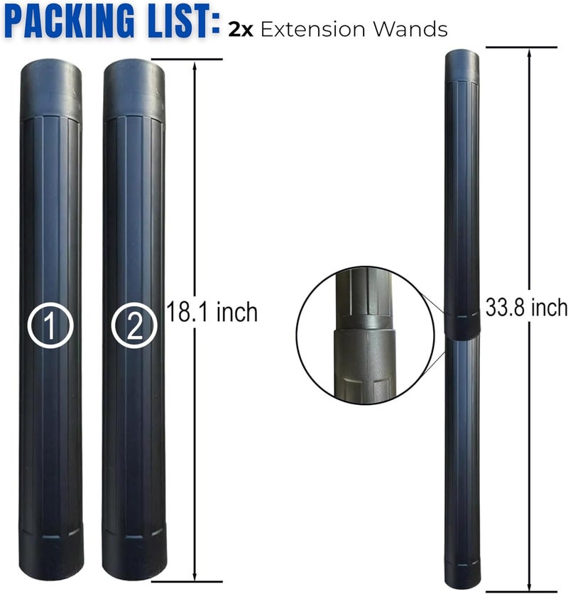 GHAMADE Vacuum Accessories & Attachments for Shop Vac 2-1/2'' - Vacuum Dust Brush & Extension Wand Compatible with Vacuums Using 2-1/4'' Inner Diameter Accessories (Extension Wands, 2-1/4'') - Image 2