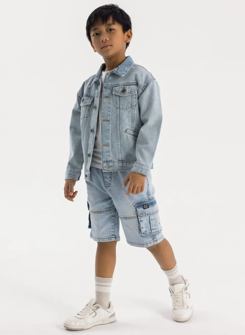 مينوتي Teen Boys Collared Denim Jacket