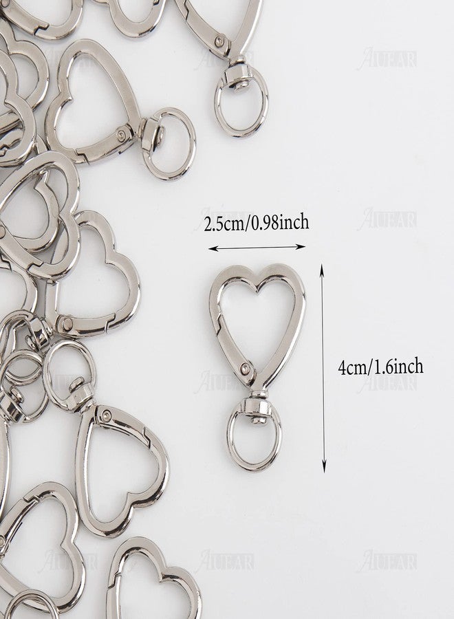 AUEAR, Keychain Clip Metal Spring Snap for DIY Hanging Buckle and Bag Accessories Creative Key Ring (30 Pack, Heart Shape Design, Silver) - Image 2