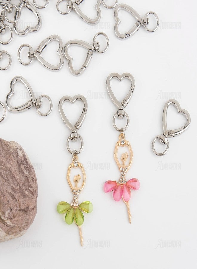 AUEAR, Keychain Clip Metal Spring Snap for DIY Hanging Buckle and Bag Accessories Creative Key Ring (30 Pack, Heart Shape Design, Silver) - Image 5