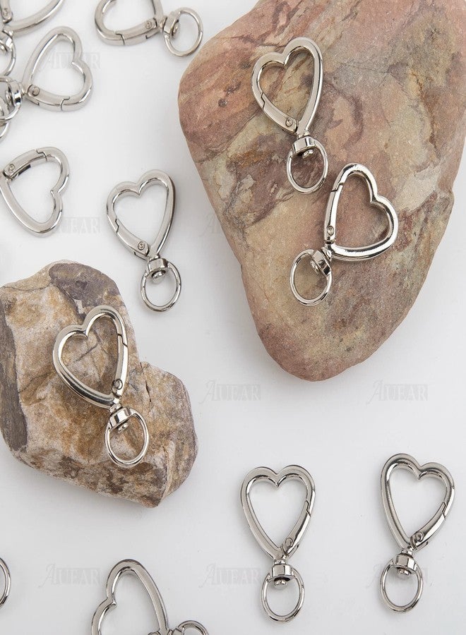AUEAR, Keychain Clip Metal Spring Snap for DIY Hanging Buckle and Bag Accessories Creative Key Ring (30 Pack, Heart Shape Design, Silver) - Image 4