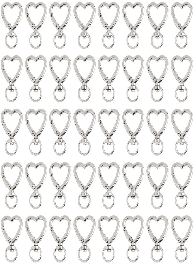 AUEAR, Keychain Clip Metal Spring Snap for DIY Hanging Buckle and Bag Accessories Creative Key Ring (30 Pack, Heart Shape Design, Silver) - Image 1