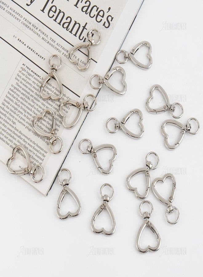 AUEAR, Keychain Clip Metal Spring Snap for DIY Hanging Buckle and Bag Accessories Creative Key Ring (30 Pack, Heart Shape Design, Silver) - Image 3