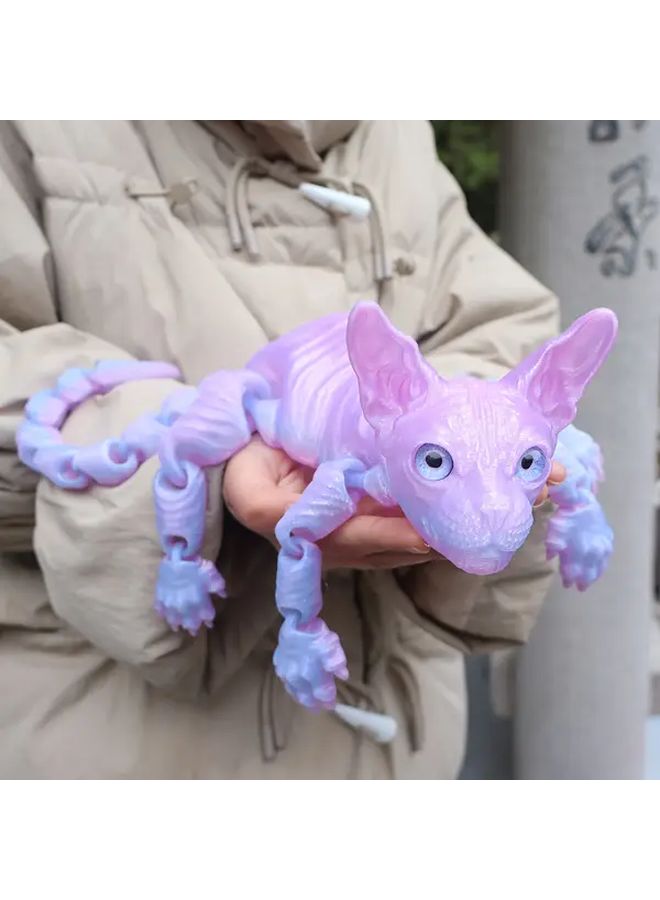 Laser Red 50cm Large Hairless Cat Toy with Real Eyes Party Birthday Gift - Image 5