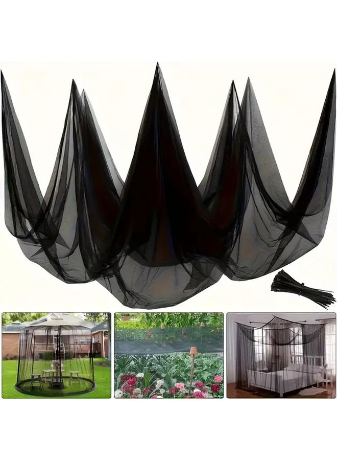 Black Mosquito Netting Polyester Garden Mesh 118x393 Inches Insect Control - Image 4