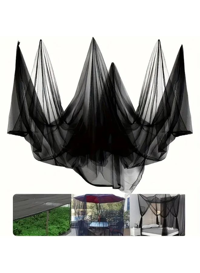 Black Mosquito Netting Polyester Garden Mesh 118x393 Inches Insect Control - Image 2