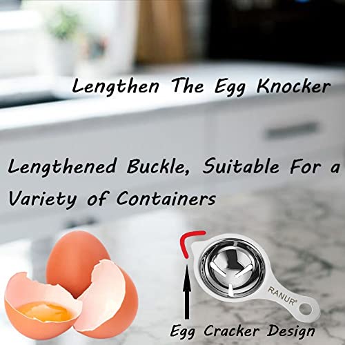 RANUR Import Stainless Steel Egg Separator, Egg Yolk Separator, Egg White Separator, Egg Filter, Kitchen Tool, Egg Gadgets, Food Certified with Hanging Hook 1 Piece (Silver) - Image 2