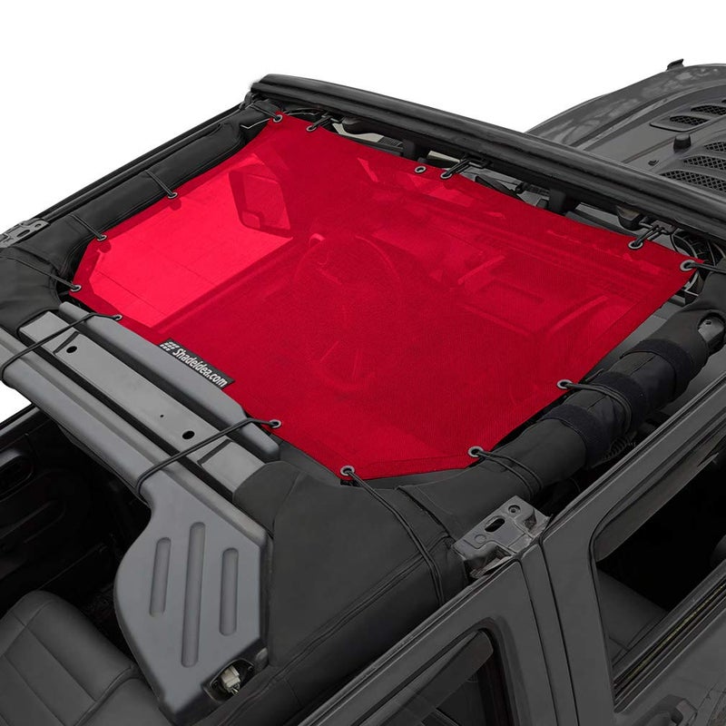 Shadeidea JK Sun Shade Top Compatible with Jeep Wrangler JKU Top Sunshade Soft Mesh Roof Cover 20072018 Wind Noise UV Blocker 10 Year Warranty 4 Door 2 Door Cherry Red Front
