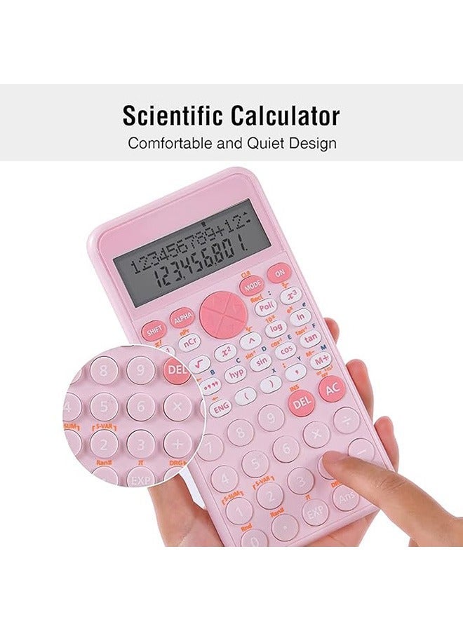 Scientific Calculator for Students, 2-Line Standard Scientific Calculator, Portable and Cute School Office Supplies, Suitable for Primary School to College Student Use (Pink) - Image 2