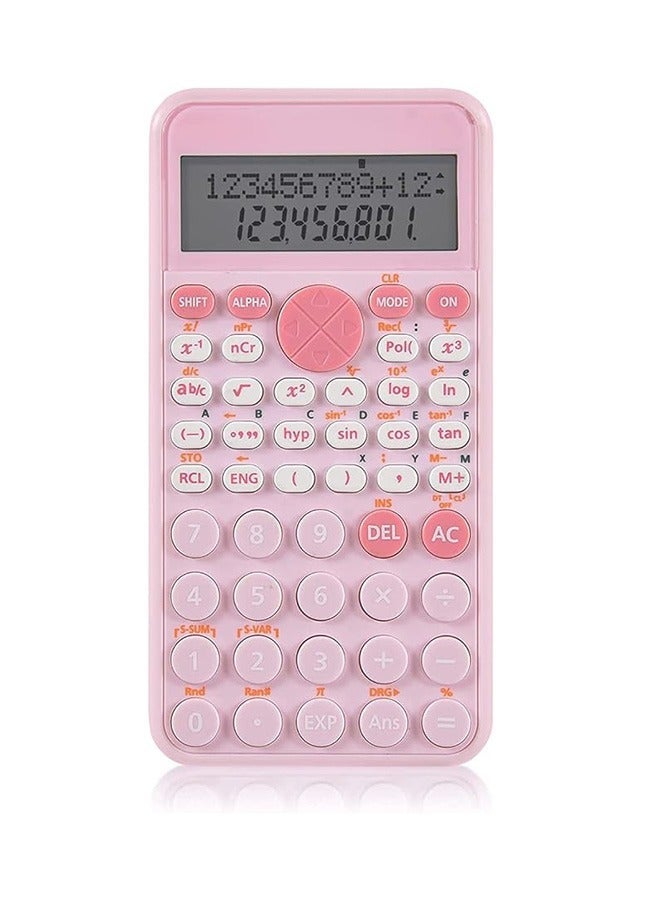 Scientific Calculator for Students, 2-Line Standard Scientific Calculator, Portable and Cute School Office Supplies, Suitable for Primary School to College Student Use (Pink) - Image 1