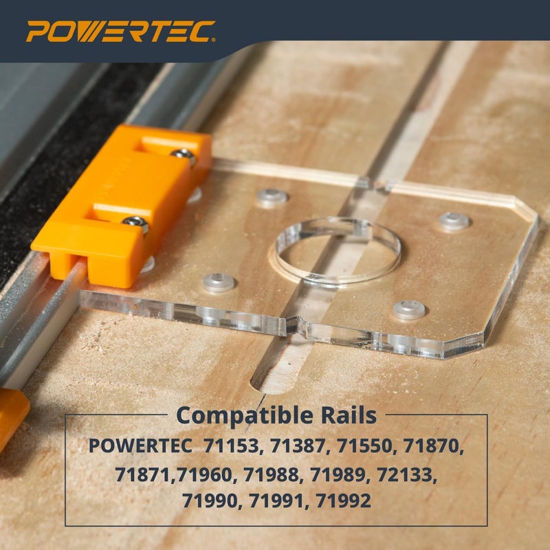 POWERTEC 72019 Router Guide Rail Adapter for DeWalt DWP611 and DCW600B Fixed Base Trim Routers - Compatible with , Makita, Festool, Milwaukee, Kreg ACS, WEN, Triton, Ridgid Guide Rails - Image 4