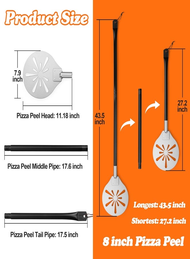 HaSteeL Pizza Peel with Pizza Cutter Wheel, HaSteeL 8-Inch Perforated Pizza Turner Spatula with Long Handle, Lightweight Stainless Steel Paddle Spinner for Home & Commercial Pizza Oven Accessories, Food Grade - Image 2