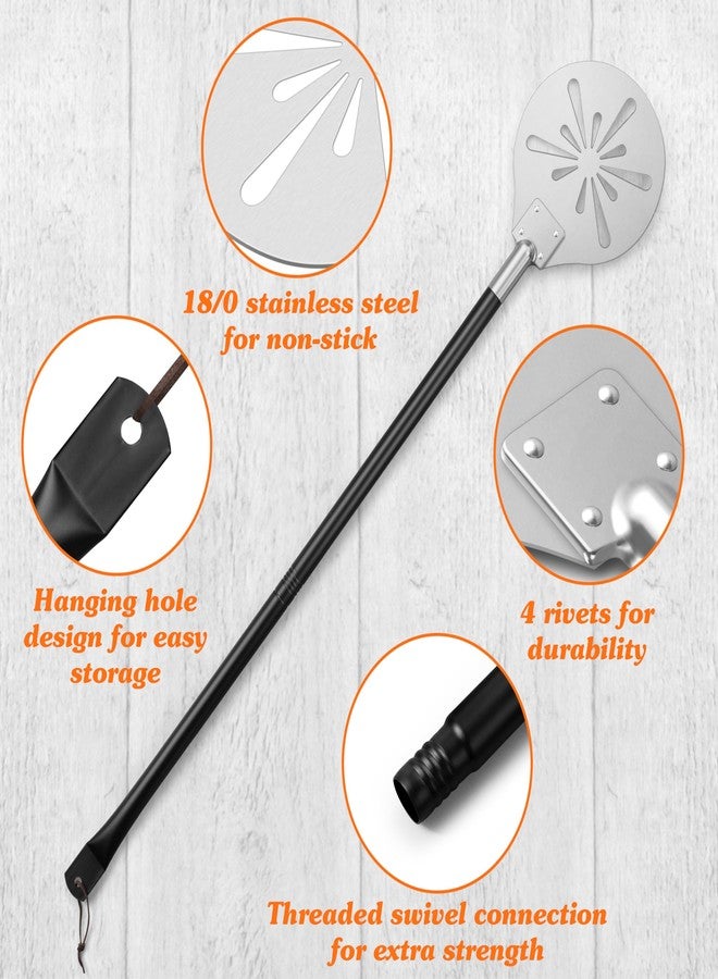 HaSteeL Pizza Peel with Pizza Cutter Wheel, HaSteeL 8-Inch Perforated Pizza Turner Spatula with Long Handle, Lightweight Stainless Steel Paddle Spinner for Home & Commercial Pizza Oven Accessories, Food Grade - Image 4