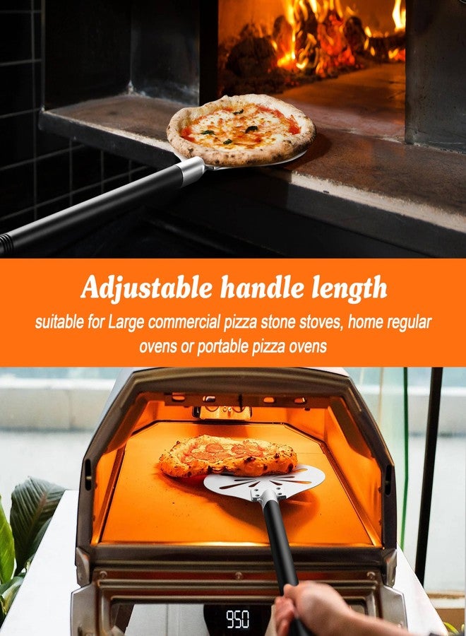 HaSteeL Pizza Peel with Pizza Cutter Wheel, HaSteeL 8-Inch Perforated Pizza Turner Spatula with Long Handle, Lightweight Stainless Steel Paddle Spinner for Home & Commercial Pizza Oven Accessories, Food Grade - Image 5