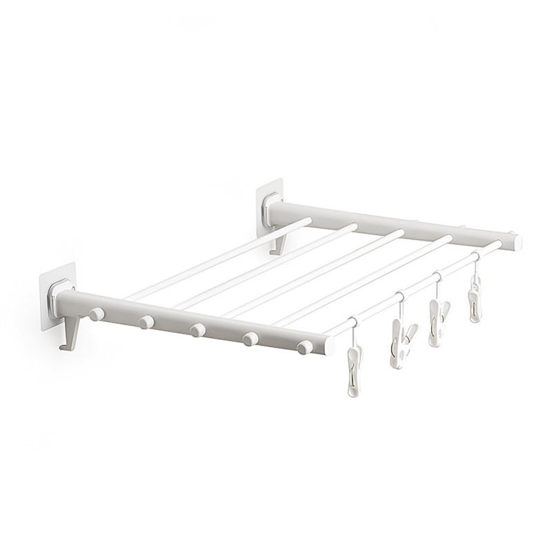 Wall Mounted Drying Rack: Punch Free Installation, Strong Bearing Capacity, Folding Laundry Rack - Windproof Clips Telescopic Clothes Rack for Indoor Balcony Use - Image 1