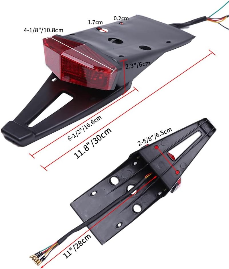 DREAMIZER Motorcycle Dirt Bike Tail Light Compatible with Suzuki DRZ 400 S SM E CRF 250-19 LEDs Rear Fender Brake Taillight with Turn Signals License Plate Lamp for Custom Off-Road, Red - Image 5