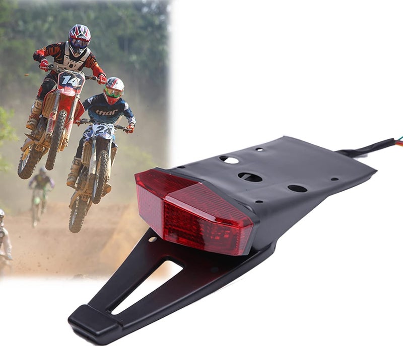 DREAMIZER Motorcycle Dirt Bike Tail Light Compatible with Suzuki DRZ 400 S SM E CRF 250-19 LEDs Rear Fender Brake Taillight with Turn Signals License Plate Lamp for Custom Off-Road, Red - Image 1