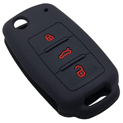 GFDesign 2Pcs Silicone Flip 3 Buttons Key Fob Cover Remote Case Keyless Protector Compatible with VW Volkswagen Passat CC Tiguan Touareg Eos EuroVan Golf GTI Jetta Beetle Rabbit - Image 4