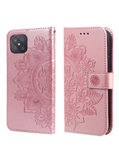 HuHa Case Cover For OPPO A92s / Reno4 Z / A72 5G / A73 5G / A53 5G 7-petal Flowers Embossing Pattern Horizontal Flip PU Leather Case with Holder & Card Slots & Wallet & Photo Frame Rose Gold 