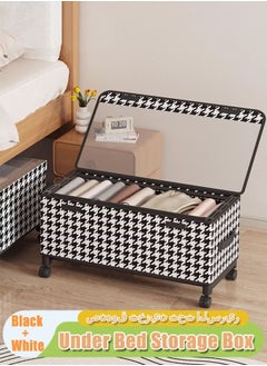 XiuWoo 57*29*30cm Under Bed Storage Box With Wheels Handles Clear Window Houndstooth Pattern Printed Large Capacity Rolling Clothes Storage Bins For Clothes Bedding Shoe Toy Houndstooth  - Image 1