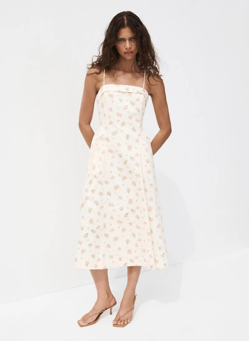 MANGO Floral-Print Flared Dress