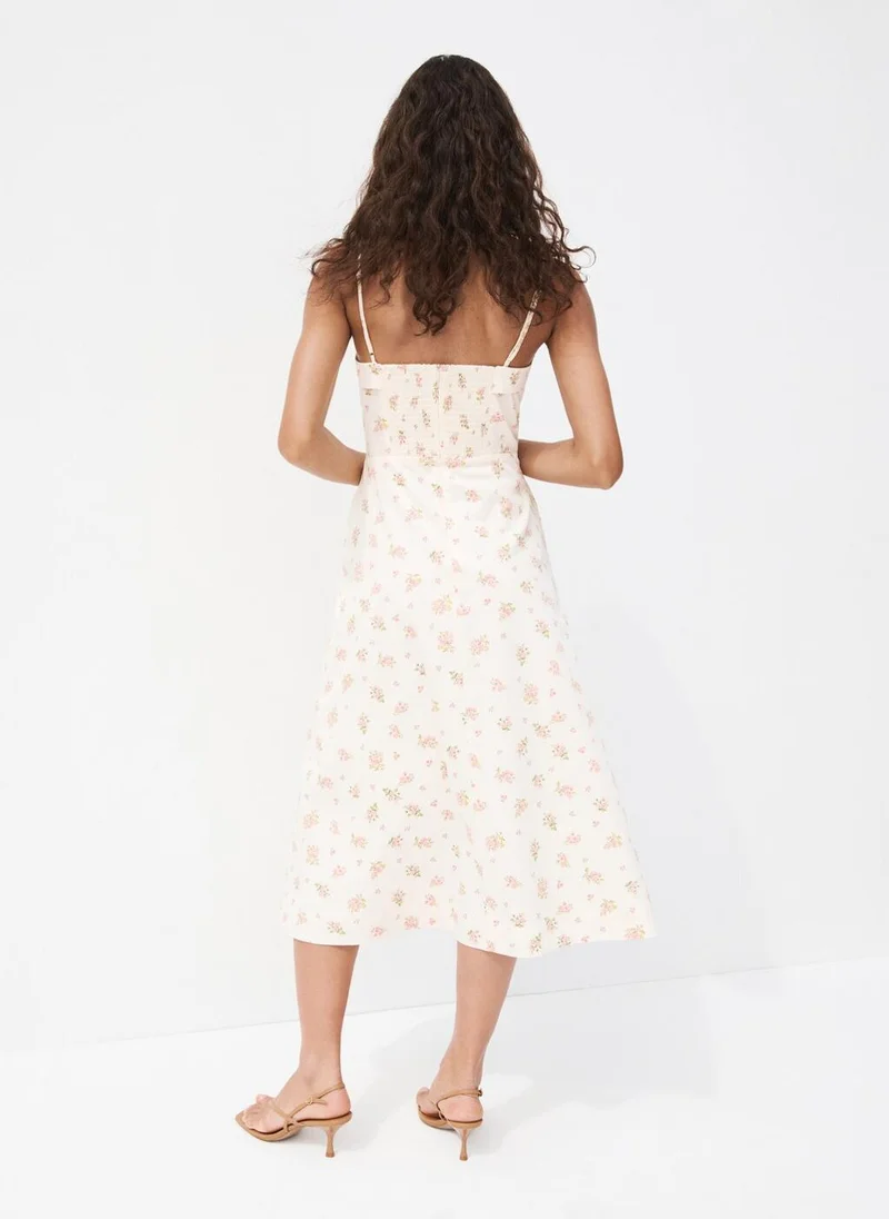 MANGO Floral-Print Flared Dress