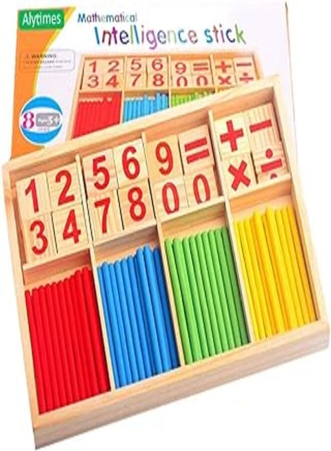 Alytimes Educational Mathematics Toy, Counting Stick, Wooden Number Cards and Counting Rod Box