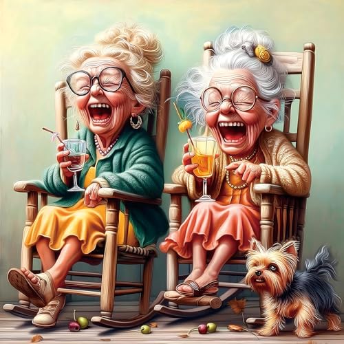 Blueforest Puzzles for Adults 500 Pieces Vibrant Friendship Cozy Rocking Chairs Jigsaw Puzzles Yorkshire Terrier Colorful Cocktails Wall Decor for Living Room Bedroom for Nature Lovers - Image 1