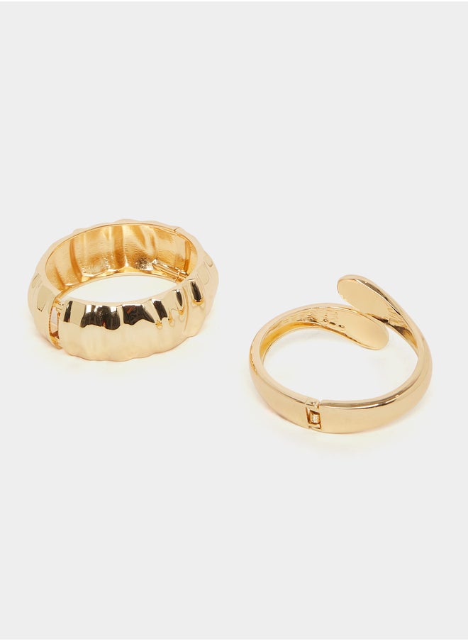 Styli Set of 2 - Gold Plated Bangle and Cuff Bracelet  - Image 3