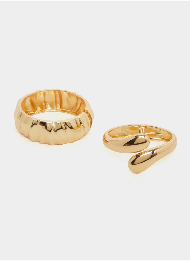 Styli Set of 2 - Gold Plated Bangle and Cuff Bracelet  - Image 2