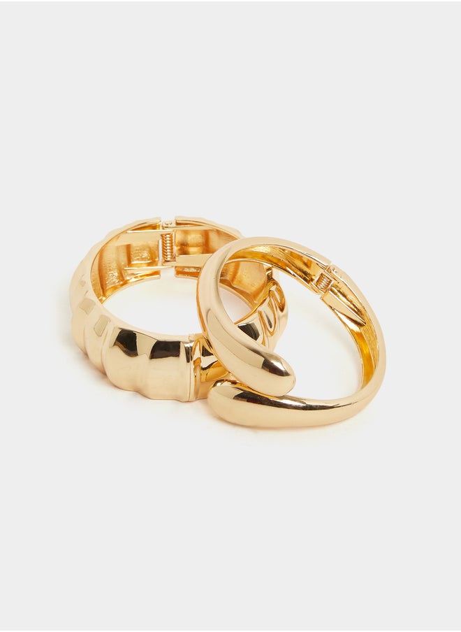 Styli Set of 2 - Gold Plated Bangle and Cuff Bracelet  - Image 4