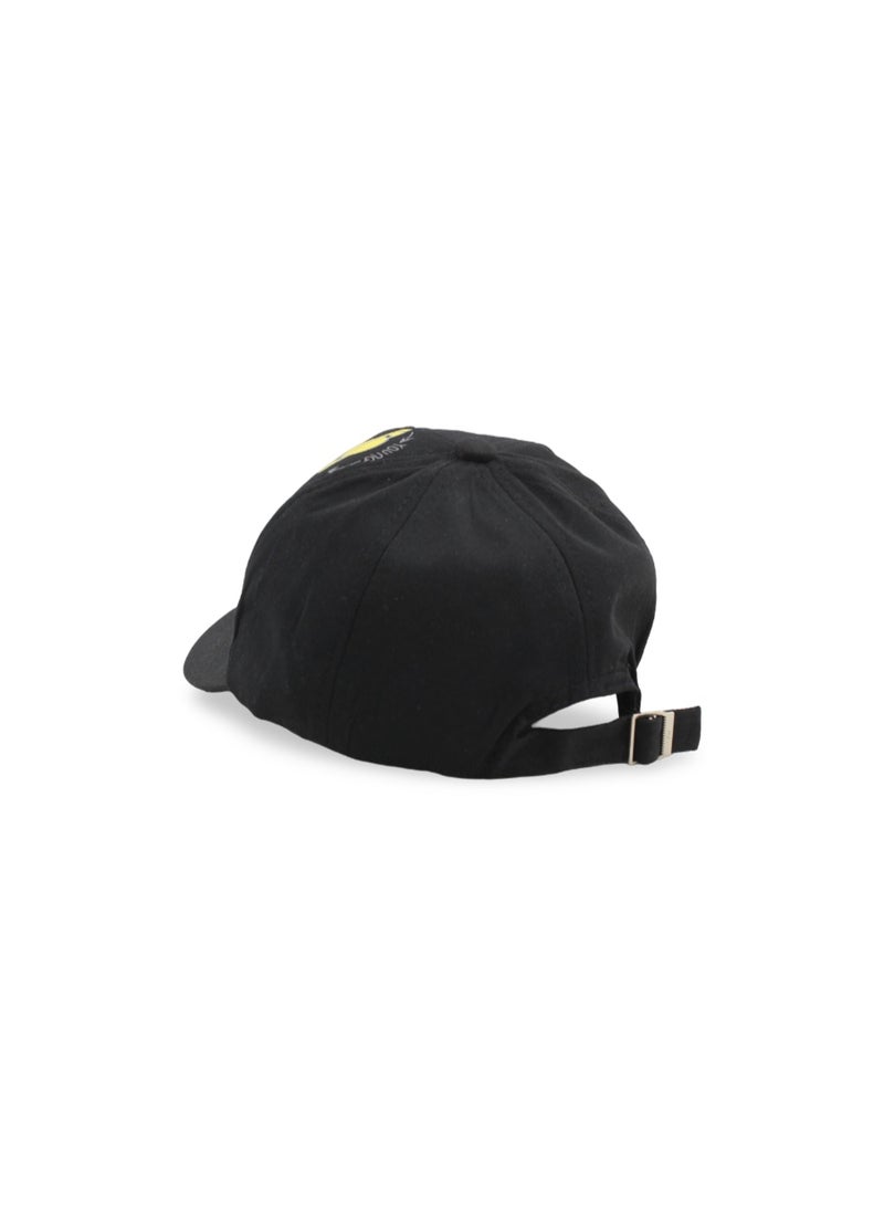 Fancy Unisex Cotton Cap – Black with "Happy with Cute" Design - Image 2
