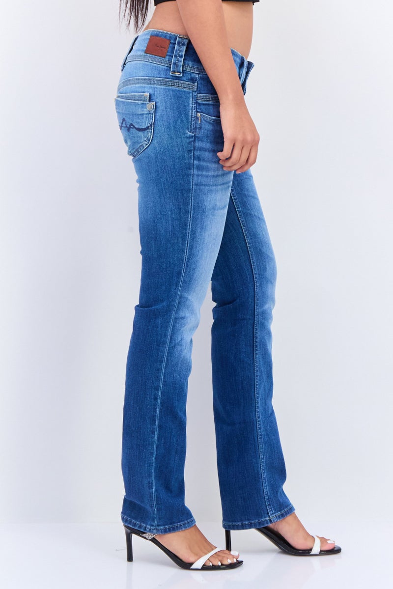 Pepe Jeans Women Regular Fit Low Waist Stretchable Straight Leg Jeans, Denim Wash - Image 2