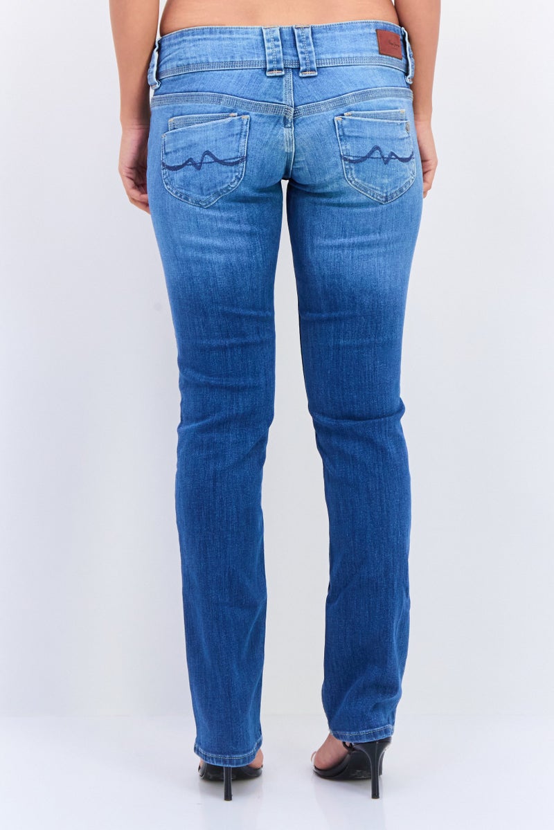 Pepe Jeans Women Regular Fit Low Waist Stretchable Straight Leg Jeans, Denim Wash - Image 4