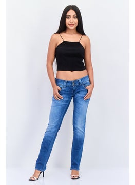 Pepe Jeans Women Regular Fit Low Waist Stretchable Straight Leg Jeans, Denim Wash  - Image 3
