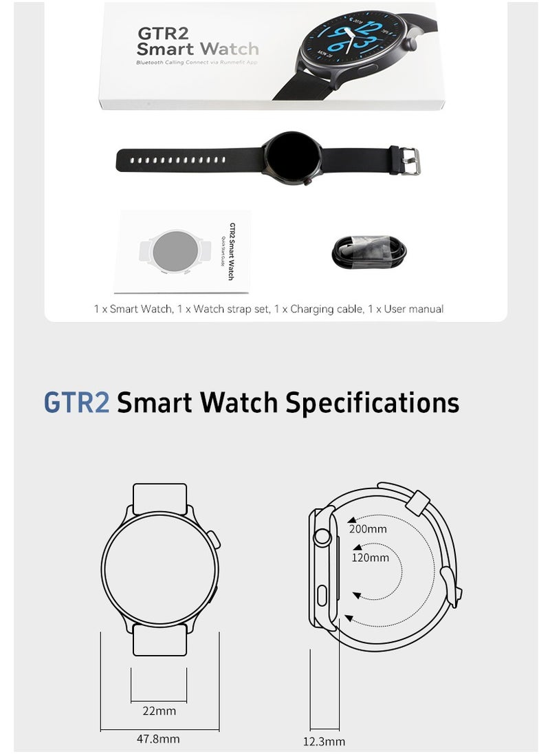 Bastec - GTR2 Men's Smartwatch, Always On Display Bluetooth Call Waterproof Fitness Watch, Compatible with Android iOS Midnight Blue - Image 1